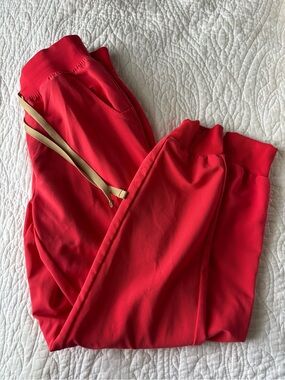 Figs Red Joggers with Tan Accent